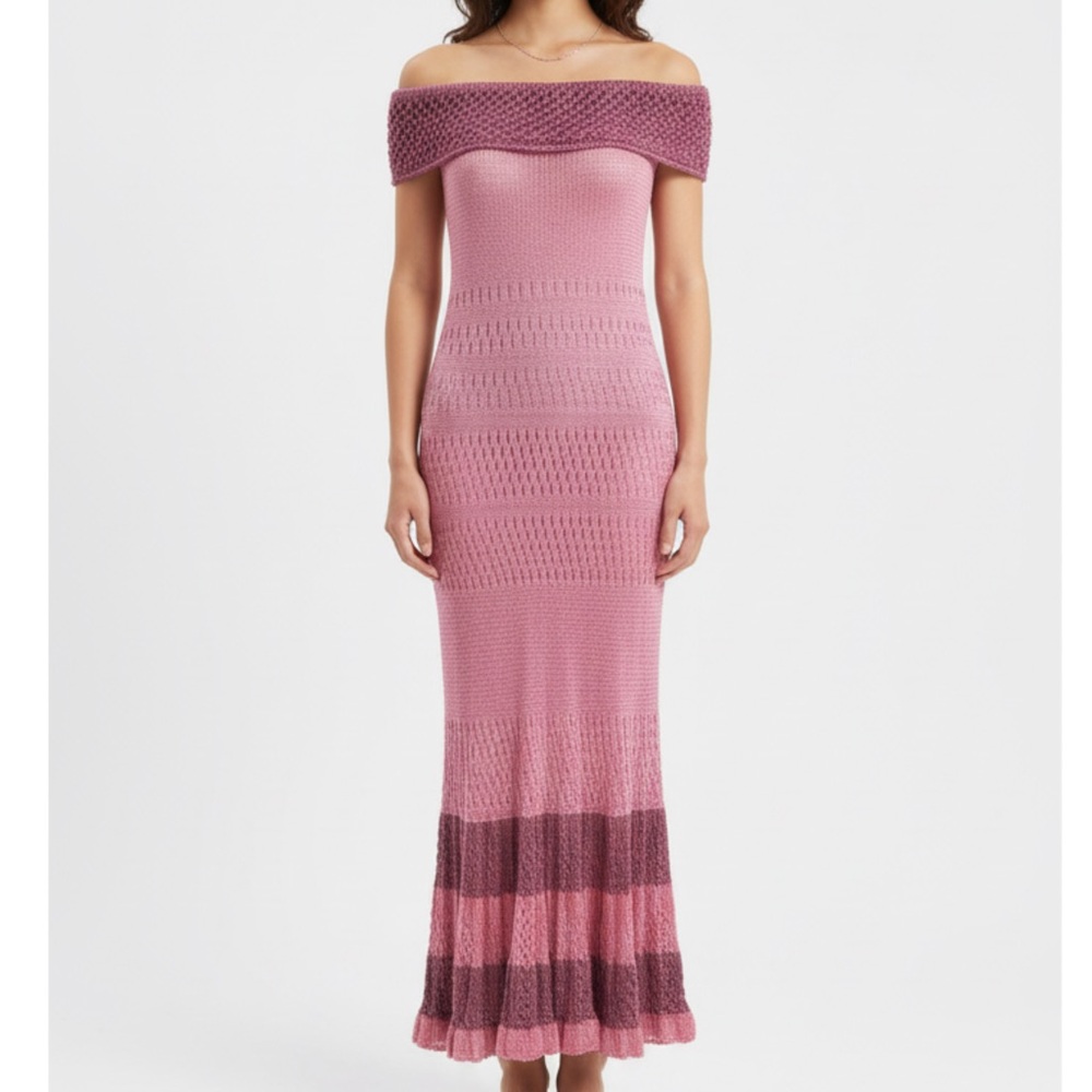 Handmade Pink Mesh Maxi Dress